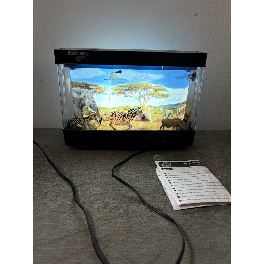 Vintage Discovery‎ Kids Jungle Safari Scene Motion Lamp Light Moving Picture Y2K